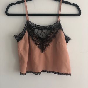 Cute OU crop top with black lace detail